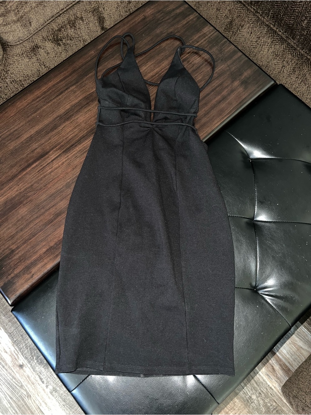 Lulu's Black Strappy Plunge Bodycon Mini Dress